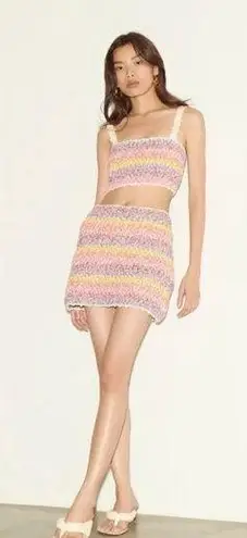 Saylor NEW Matching Set Ronnie Crochet Top and Mini Skirt Two Piece Women's XS