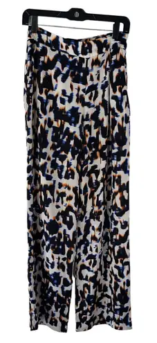 Wayfe Women's Size Large Tall Printed Flowy Wide Leg High Rise Pants White - Image 1