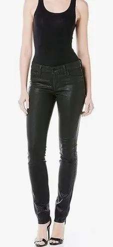 Level 99 Womens Size 27 Coated Black Skinny Jeans Leather Look Bikercore Baddie