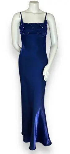 Vintage 90s Zum Zum Prom Dress Formal Gown Empire Waist Lattice Rhinestone Y2K Blue Size undefined