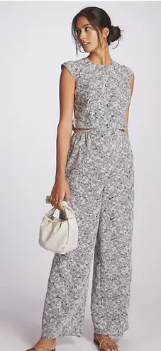 Adelyn Rae Anthropologie Helena Jumpsuit Navy Cream Floral NEW Size XS