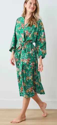 Printfresh Bagheera Robe in Animal Print and Forest Green. One Size *No Belt* - Image 1