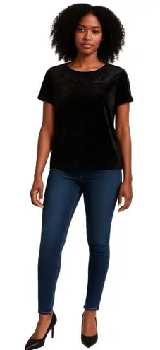 City Streets Black Crushed Velvet Short Sleeve Top XL Goth, Dark Girl, Witch