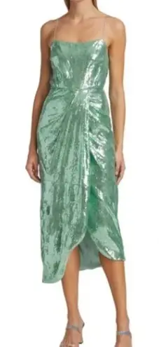 Derek Lam 10 Crosby Lexi Sequin Spaghetti Strap Dress Asymmetrical Size 0 NWT Green