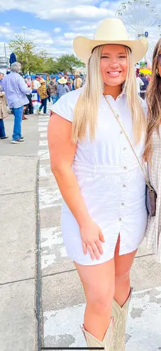 Pretty Little Thing White Denim Dress