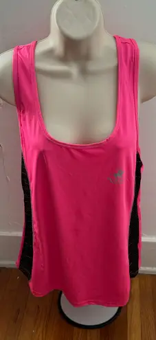 Beverly Hills Polo Club Pink Athletic Tank Top with Black Mesh Detailing, size L