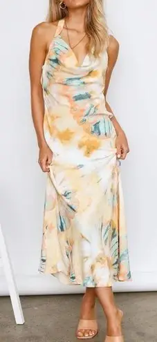 Here Comes the Sun Donβt Dye Midi Tie Dye Orange Dress - Sz S ππ