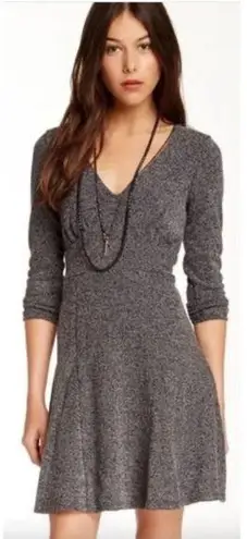 Free People Heartstopper Dress Gray XS Long Sleeve Tweed Mini Fit & Flare Skater