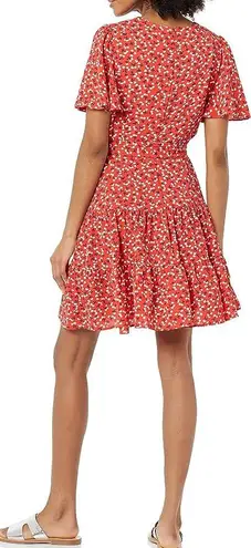 Eliza J NWT  Red Floral Short Sleeve Flutter Wrap Dress Size 10