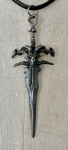 Silver tone sword necklace Gray