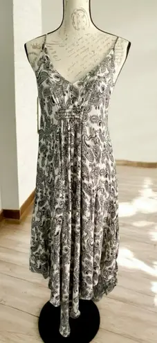 Vintage Havana Ivory Black Paisley Boho Spaghetti Strap Dress Size Small NWT