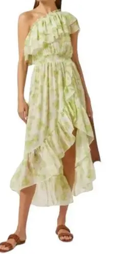MISA Los Angeles Misa Rumi One Shoulder Asymmetric Ruffle Floral Print Chiffon Dress Size S NWT