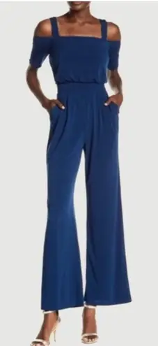 Vince Camuto Vince‎ Camuto Blue Cold Sholder Sleeve Romper Pockets Jump Suit Size 2 Stretchy - Image 1
