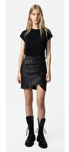 Zadig & Voltaire Leather Julipe Skirt in Black