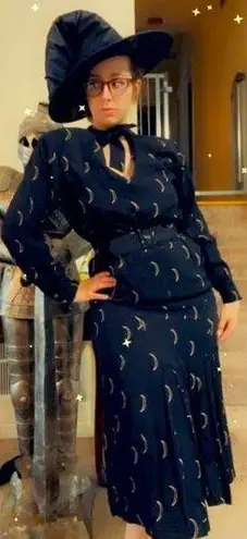 Vtg Witch moon midi dress black Size M