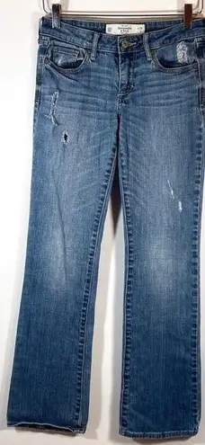 Abercrombie & Fitch  Distressed Mid Rise Bootcut Blue Ripped Jeans Size 24