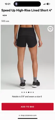 Lululemon Speed Up High Rise Lined Short 4” Black