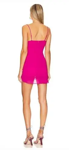MORE TO COME Mileva Ruched Mini Dress in Fuchsia Pink Size XS