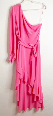 Badgley Mischka Belle One Shoulder Pink Maxi Dress Size 12