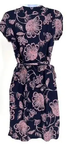 Banana Republic  Navy & Pink Floral Knit Wrap Dress Size XS Office Career Casual