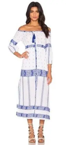 Bardot Revolve Santorini Off Shoulder Maxi Dress in Ivory