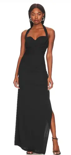 LPA Naima Ruched Maxi Dress in Black Small