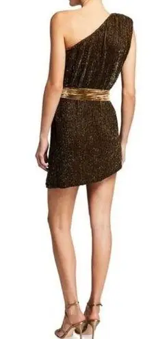 Retrofête Retrofete Ella Sequin Dress in Olive One Shoulder Belt Size Medium NWT