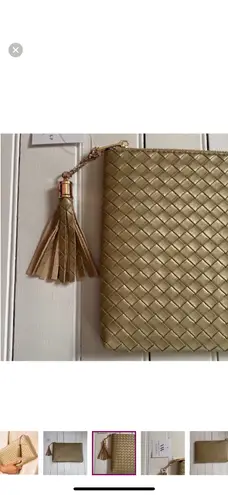 Virginia Wolf Mini Woven Pouch Metallic Gold