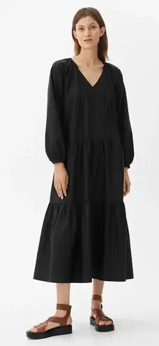 Arket Black Lyocell Blend Neck Tie Tier Dress size S