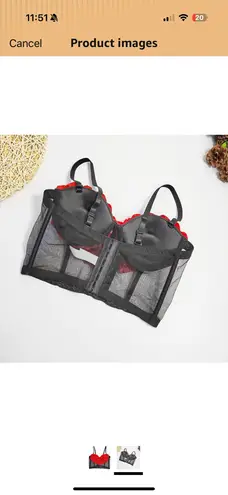 Women's rosebud Heart Embroidered Corset Top, Sheer. New, never worn. Red Size L