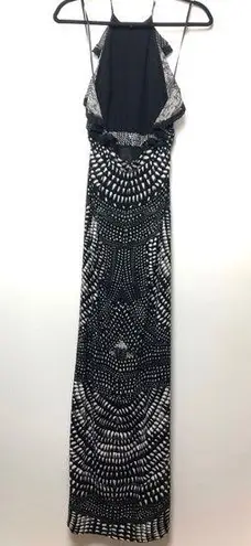 Roberto Cavalli Black & White Halter Maxi Dress with Slit