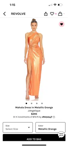 J Angelique Orange Maxi Dress Cutout Gown