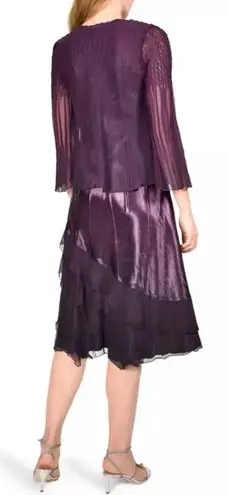 Komarov Ombré Tiered Hem Cocktail Dress & Chiffon Jacket Purple Womens XL NEW Purple