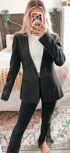 BCBGMAXAZRIA Black Blazer With White Stitching 