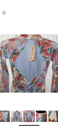 Free People  HAH Gloves Off 1 Piece Kyoto Kimono French Blue Size XS