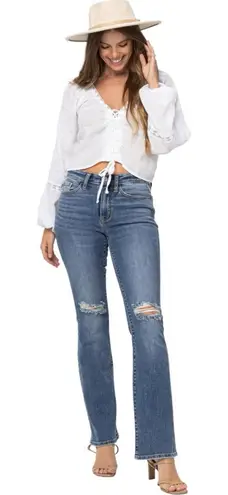 Judy Blue Mid Rise Distressed Bootcut Jeans