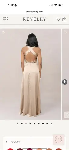 Revelry Bridesmaid Champagne Satin Gold Size 16