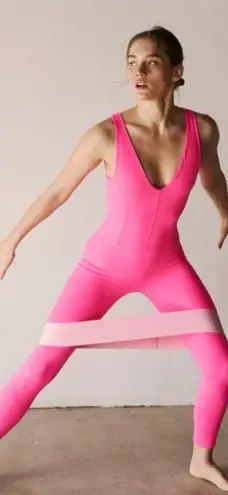 Free People FP Movement Never Better Strappy Back Jumpsuit Hot Pink Small