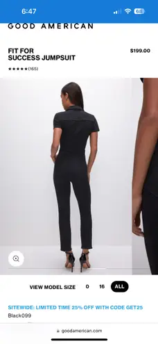 Good American Black Denim Jumpsuit