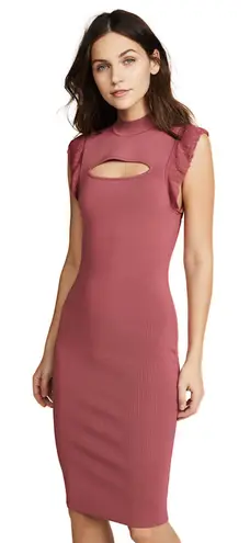 Bailey 44 women’s Bewitched ruffle-trimmed cutout ribbed-knit bodycon dress XS