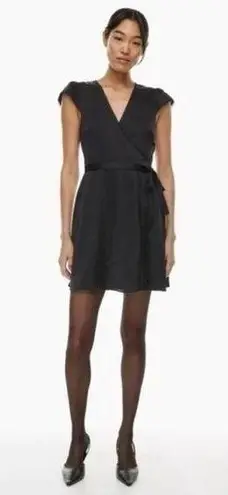 Wilfred Mademoiselle Black Satin Wrap Dress