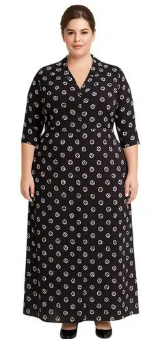 Vintage Kathryn Deene Black & White Graphic Print Duster Dress – Size 2X