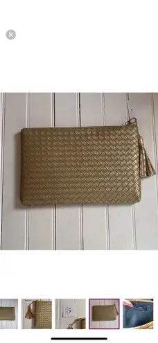Virginia Wolf Mini Woven Pouch Metallic Gold