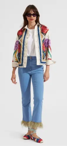 La DoubleJ Edie Jacket Taormina Placée Ivory in Twill Size Small Red