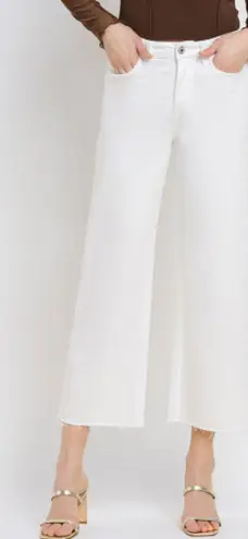 Vervet High Rise Cropped Raw Hem Wide Leg White Jeans Size 22W