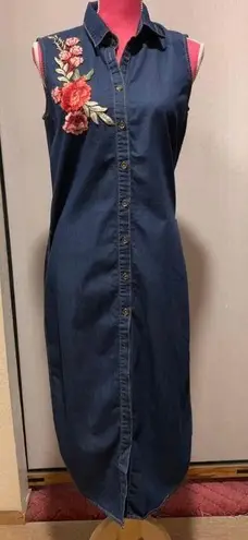 Sleeveless denim blue button up tunic Size S