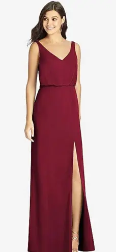 THREAD Bridesmaid Ines Chiffon Sleeveless Gown Burgundy Dessy Collection Size 18 Red