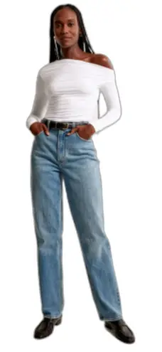 Abercrombie & Fitch The 90's Straight Ultra High Rise Jeans Women's Size 33 Long Blue