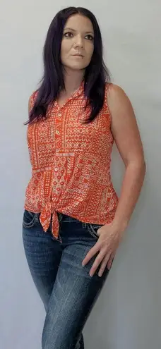 Versona Button Up Front Tie Top