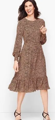 Talbots  soft leopard printed fit & flare dress women’s size 4